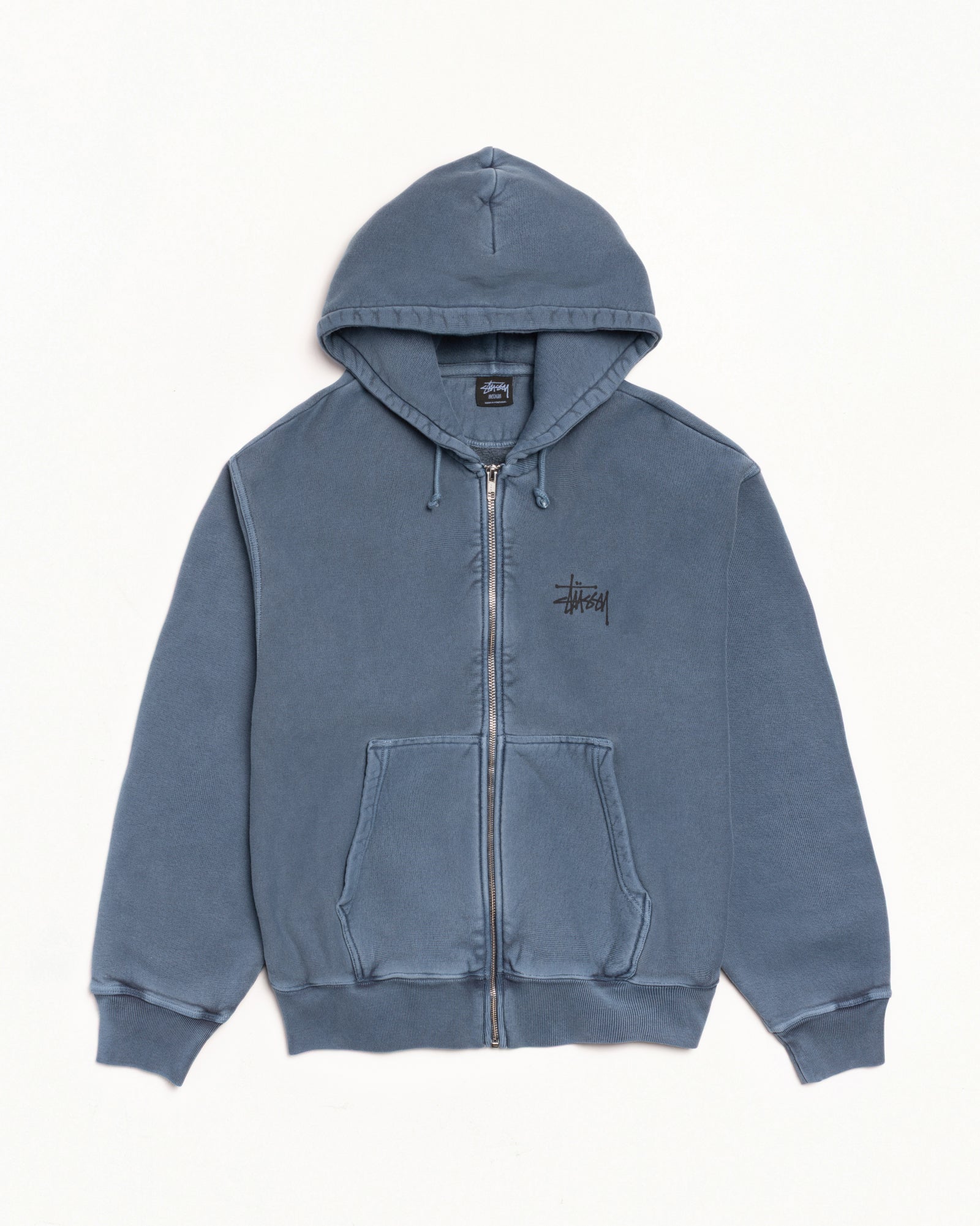 BASIC STÜSSY ZIP HOODIE PIGMENT DYED